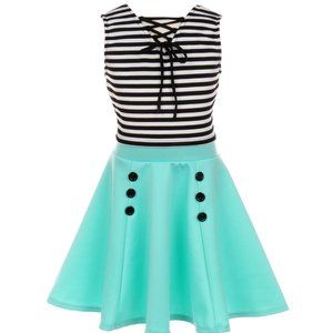 Toddler Girl Top Skirt Set Dress Striped Crop Top Flyer Skirts Casual Girl Dress